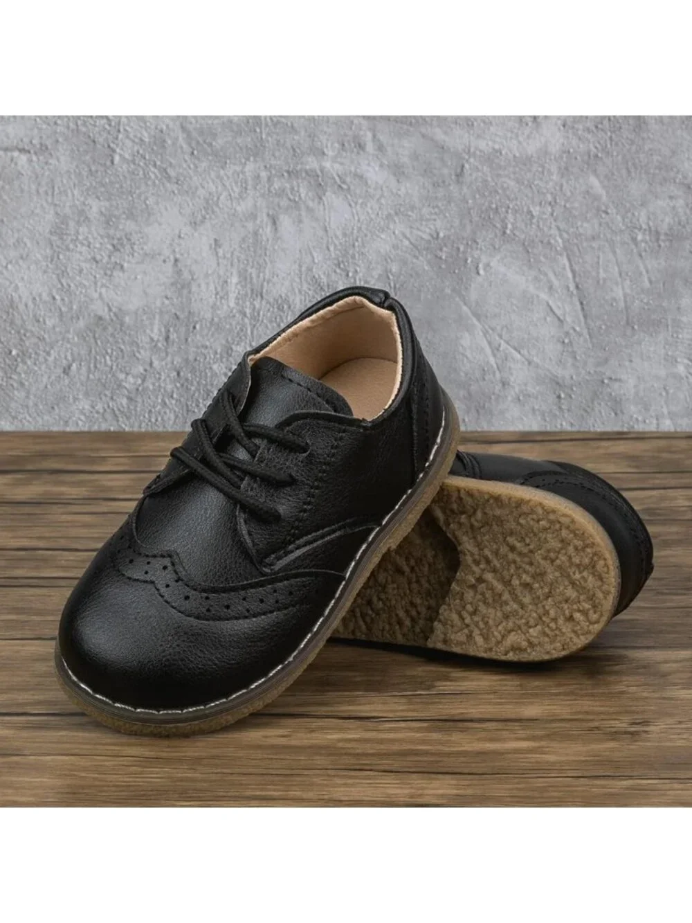 Stylish Toddler Dress Shoes for Boys & Girls - PU Leather Lace-Up Oxfords